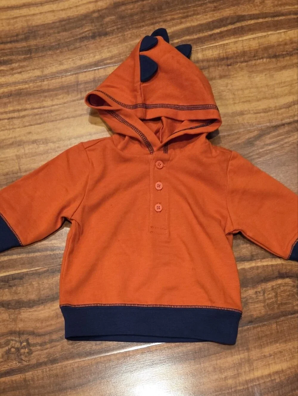Gymboree NWT 0-3 Months Orange/Navy Hoodie Sweatshirt & Striped Dino Sweater Hat
